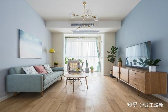 90㎡清爽北歐風，淺藍空間，最喜歡半開放式廚房設計