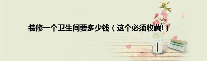 裝修一個衛生間要多少錢（這個必須收藏!）