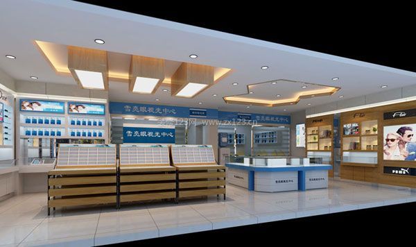 眼鏡店裝修平面布局、實體效果展柜制作 視光中心效果圖